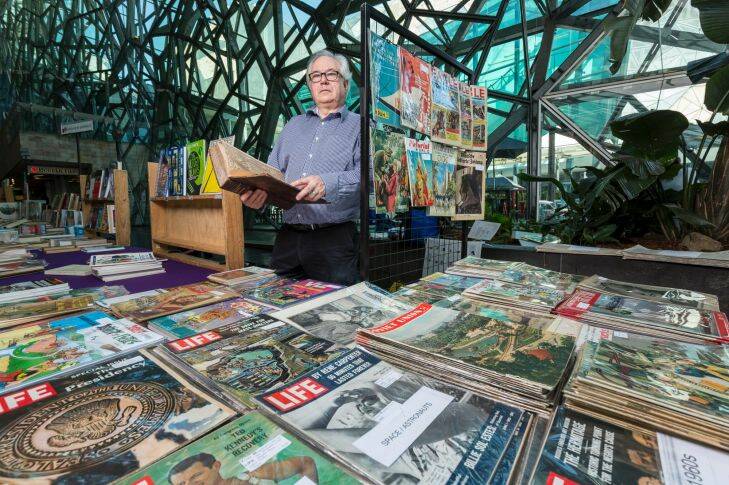One of the vendors, Andrew Barnes. Federation Square, Melbourne. September 23rd 2017. Photo: Daniel Pockett