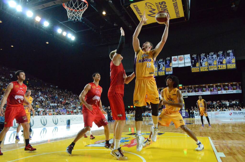 Springwood native Angus Brandt looks to score another basket for the Sydney Kings in their season opening win against the Wollongong Hawks at the Kingdome last Saturday. Picture: Tamika Walker.