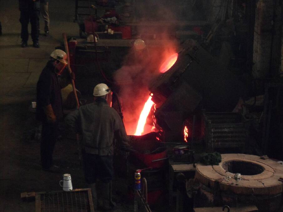 Freshly made: The foundry in England where four of the bells were cast.