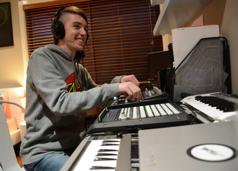  Winmalee teenager Ethan Wright dropping beats at his home studio. Known as Leotrix, his music entered the top five on Triple J's Unearthed dance chart last week. 