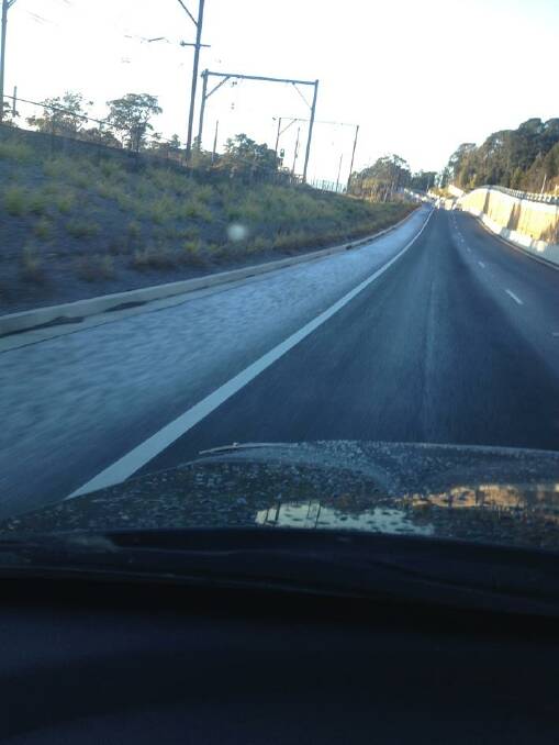 Frost beside the highway at Wentworth Falls.