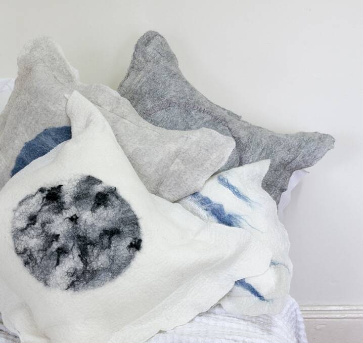 Contemporary style: A range of felt cushions made by Grace Woods Design.