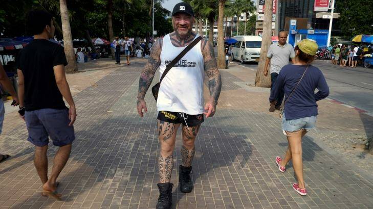 'I am a single man': Tim "Sharky" Ward walks the streets of Pattaya. Photo: Jack Picone