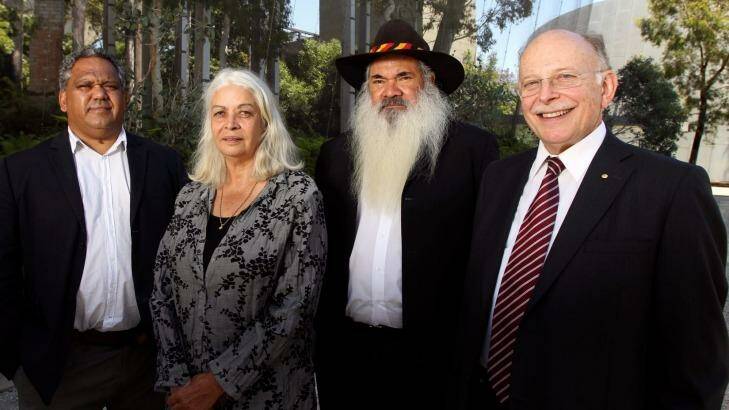 Members of the Indigenous Committee meet in Melbourne to discuss constitution changes in 2011. From left, Noel Pearson, Marcia Langton, Patrick Dodson and Mark Leibler. Photo: Rebecca Hallas