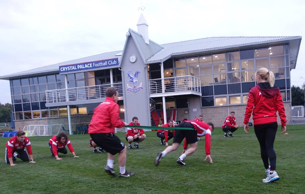 Helping out: Ranell Hobson delivering a speed and strength training session at Crystal Palace FC Academy last month.