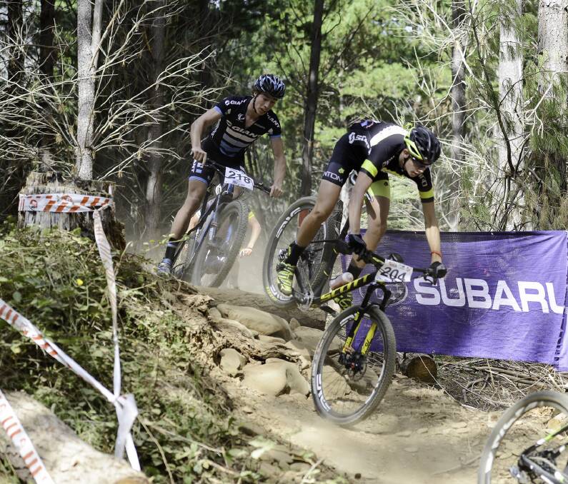 Glenbrook's Luke Brame in action in the U19s Men's Olympic Cross Country race at the National Championships in Bright, Victoria on March 14. Photo: Jiri Cech/Mountain Bike Australia