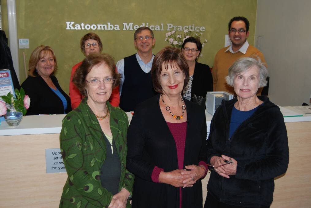 Ready to welcome a new face: Staff at Katoomba Medical Practice. Back row, Chris Watson, Jeanette Baker, Dr George Rose, Vicki Hersey and senior registrar Cam Ghatora. Front row, Dr Sylvia Ireland, practice manager Lorraine Parker and Dr Nerida Burton.