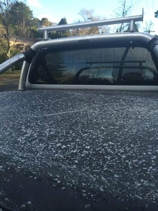 Thawing frost on a car at Leura. Photo: Tracey Callaghan.
