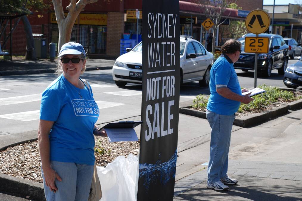 Sydney Water workers campaign to retain public ownership in Springwood on Saturday.