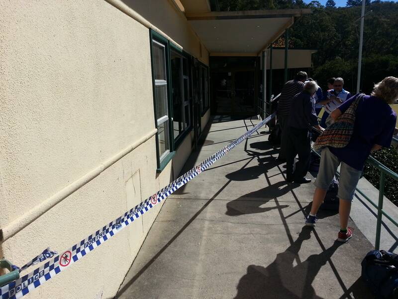 Scene of the armed robbery at Hazelbrook Bowling Club on May 4 last year. Photo: Top Notch Video. 