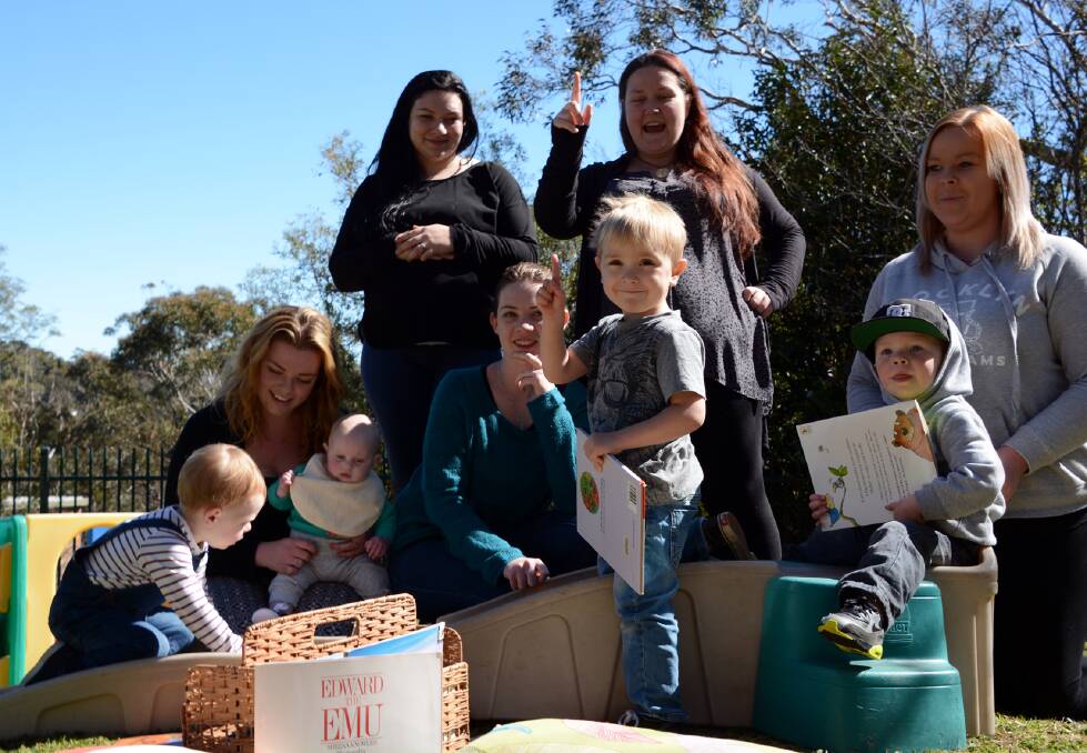 (Left) Charlotte Norman, 22 with her boys Rhyleigh, two and Sebastian, five months, (centre back) Laura Brest and Mary Kennedy, (centre front) Darcey Spellman and her son EJ, two, (right) Arlie O'Grady and her son Koby, three, at the Parenting Young playgroup in Lawson last Friday.
