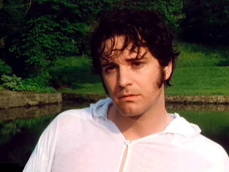 Dreamy Mr Darcy: Colin Firth in the wet shirt scene in the celebrated 1995 BBC TV adaptation of Pride and Prejudice. Some more Darcys are needed this weekend to partner female Austen fans.