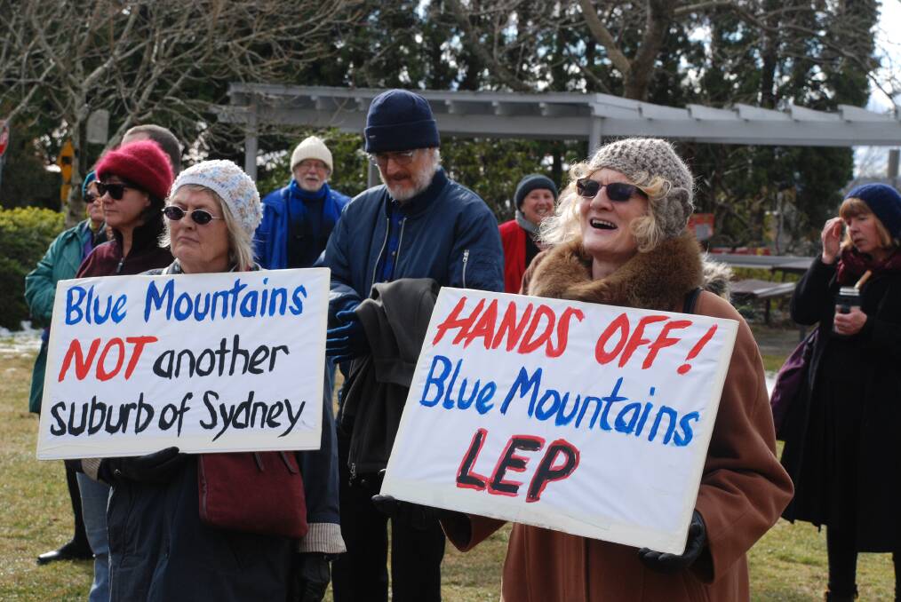 Protesters at the Save our LEP rally in Katoomba on Saturday.