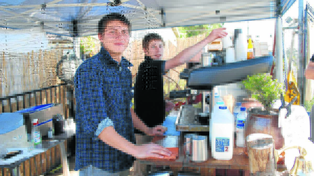 Ashley Bookluck and employee Gavin Wadeley at the Creative Coffee cart in Faulconbridge last week.