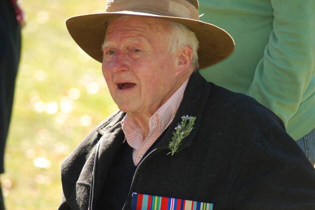 World War Two veteran, 92-year-old Kevin Madden at the Mt Victoria service.