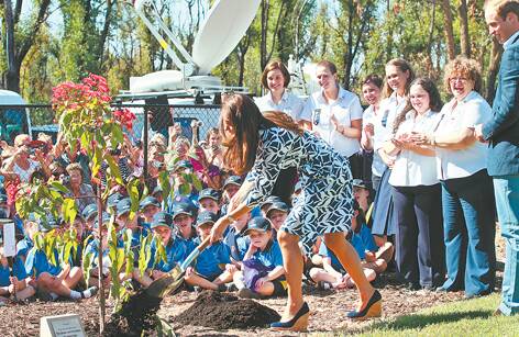 Catherine, Duchess of Cambridge, plants a tree at the Springwood-Winmalee Girl Guide Hall  in Yellow Rock on Thursday, April 17. Photo: Wolter Peeters/Fairfax Media.