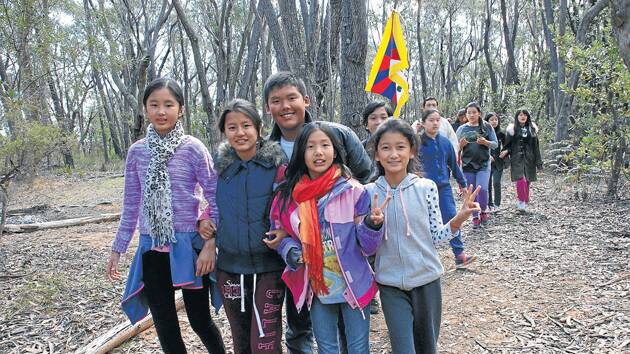 Tibetan refugee children happy to be in the bush.