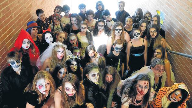 A host of zombies in the Winmalee High School hallway.