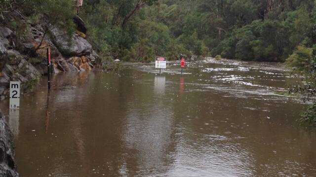 Flooding at the causeway at Glenbrook National Park. Photo: Jackie Allen.