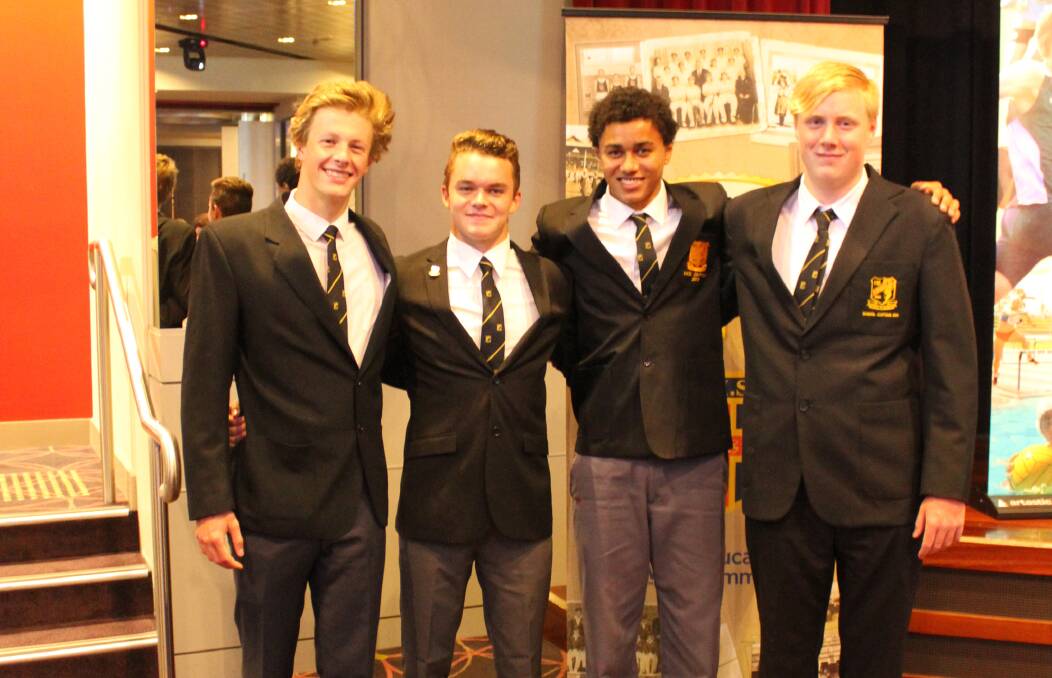 From left, Winmalee High School sporting Blue recipients, Jack Kemp, Josh Watkins, Mark Isichei and Sam Nangle.