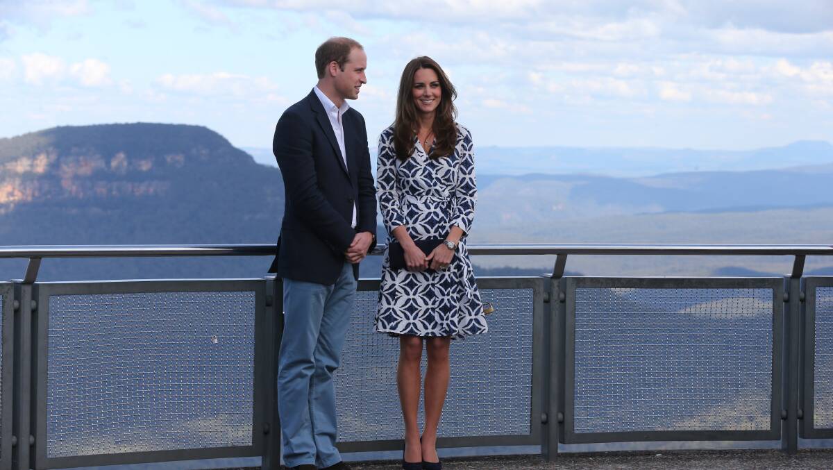The Duke and Duchess of Cambridge at Echo Point Lookout, Katoomba on Thursday April 17. Photos: Anthony Johnson