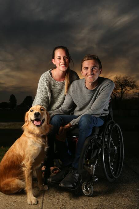 IN A GOOD PLACE: Two years after a football accident that shocked the Border, James and Kathryn have come a long way, together. Picture: MARK JESSER