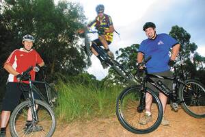 Riding high: Blue Mountains Off Road Cyclists members (left to right) Tim Rowe, Paul King and Michael Hampson.