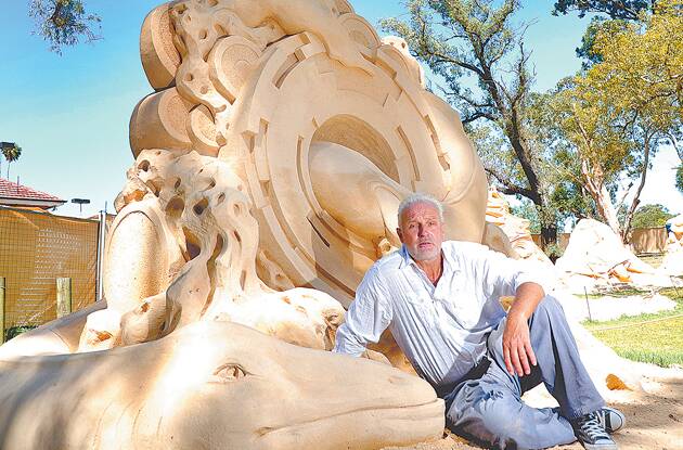 Winner Jino Van Bruinessen of Lawson with his winning sculpture. Photo: Kylie Pitt