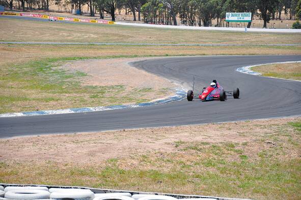 Christian Bakija tests a Formula Ford at Winton, Victoria, in December.