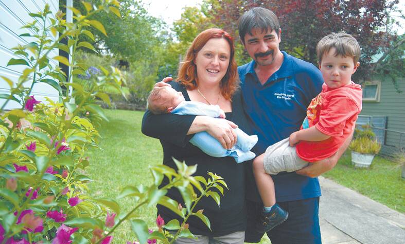 Danielle, John and Emmett Van Agten with Adrian last Friday, who was born at Katoomba Hospital on January 1.