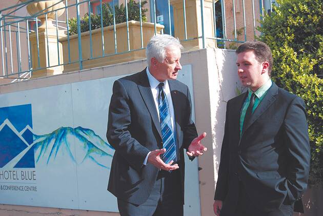 Senator Doug Cameron with Hotel Blue owner Chris Cannell.