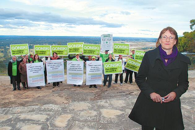 Susan Templeman at a Gonski education rally at Hawkesbury Lookout in August. The former Labor candidate is dismayed at government changes to the education reforms.