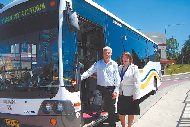 Director of the Blue Mountains Bus Company Karim Hussain and Blue Mountains MP Roza Sage.