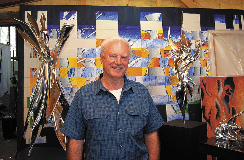 Wentworth Falls sculptor and artist Terrance Plowright in his home studio last week.
