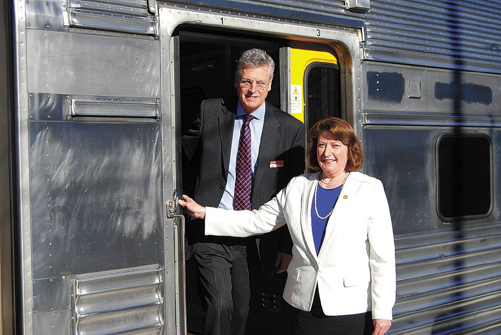 New NSW TrainLink boss, Rob Mason, with MP Roza Sage at Springwood station.