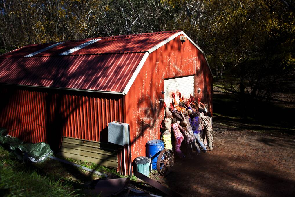 Zombies attack a shed on the Woodford property of Aaron and Samantha Hajinakitas this year.