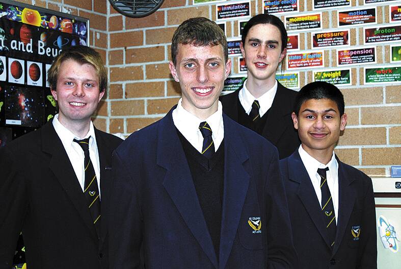 St Columba's students Hayden Wade, Jacob Sturges, Connor Lillis and Daniel Parker.