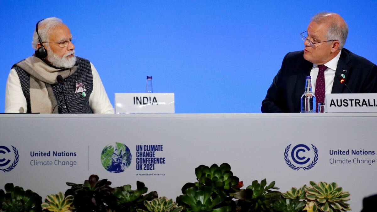 India Prime Minister Narendra Modi and Australia Prime Minister Scott Morrison. Pic: Getty Images