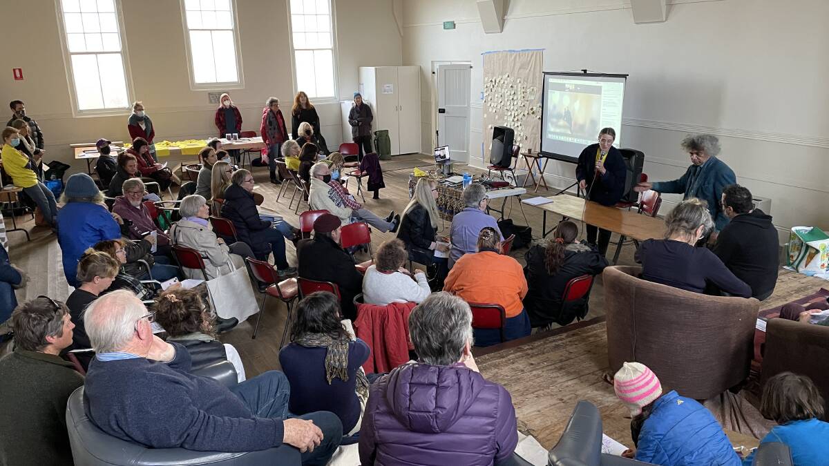 Around 50 people gathered at Juntion 142 in Katoomba for the first meeting of the Walanmarra Artists & Blue Mountains Community Land Trust. Picture: Saffron Howden