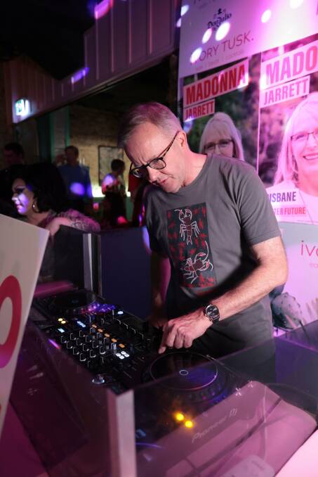 Prime Minister Anthony Albanese DJing at an election campaign event in Brisbane on April 3, 2022. Photo: Anthony Albanese, Twitter.