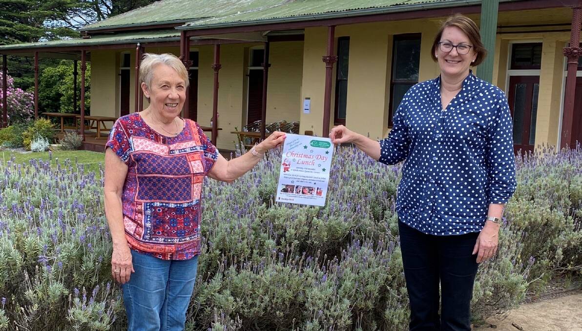 All welcome: Volunteer organiser Chris Kelly (left) and Federal MP Susan Templeman promoting the Christmas lunch at Kihilla House.