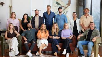 Dream Home host Dr Chris Brown with the 12 contestants competing on the Seven Network's new renovation show. Picture supplied