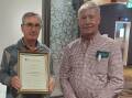 Mick Duncan, Armidale, served nine terms as president of the Grasslands Society. With him is Lester McCormick, Manilla, who is chairperson of the newly formed Pastures and Grazing NSW Limited. Picture supplied