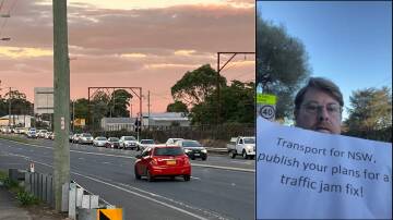 Left, traffic along the Great Western Highway near the turnoff to Springwood village. Right, Ward 3 Councillor Daniel Myles in one of his recent Facebook videos. Pictures supplied