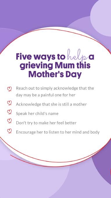 Red Nose Australia's advice for grieving mums this Mother's Day. Picture supplied by Red Nose