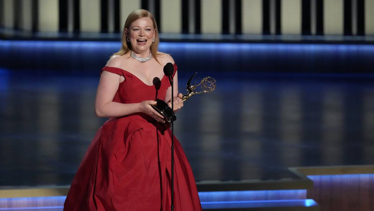 Succession star Sarah Snook wins her first Emmy for her performance as Shiv Roy. Picture by AP Photo/Chris Pizzello