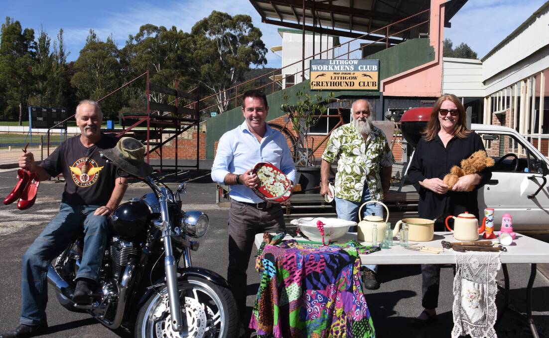 SWAP MEET: Geoff Dreeves, MP Paul Toole, Phil and Linda Hine are gearing up for a big weekend. Picture: CIARA BASTOW