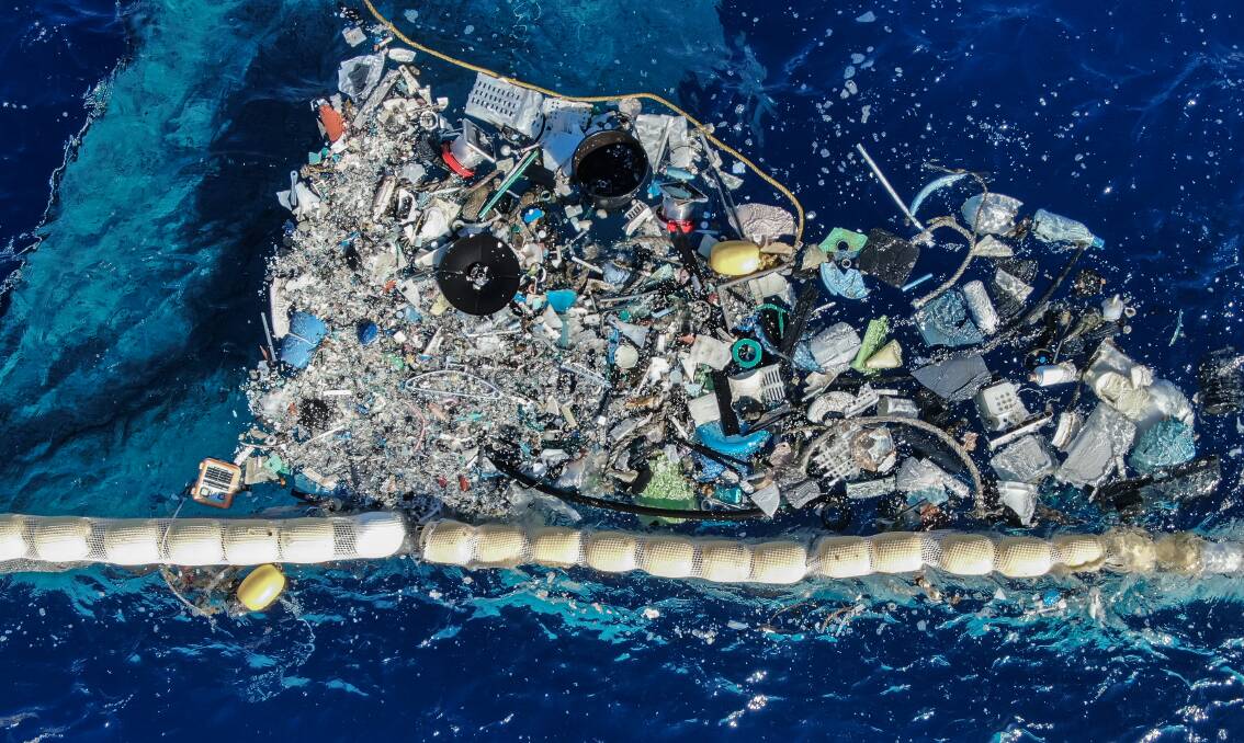 Garbage Pile: Plastic collected in a trial of the Ocean Cleanup system. 