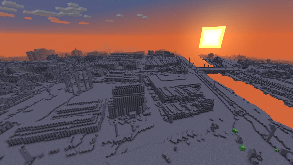 VIRTUAL: A view of Launceston gasworks in the new Minecraft map. Picture: Supplied