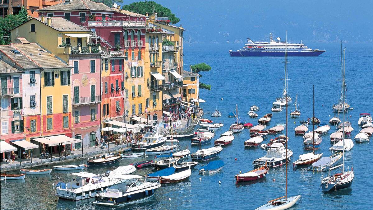 A five-star experience … Seadream I off the Italian fishing village of Portofino. 